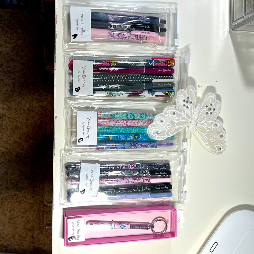 Vera, Bradley, pens/highlighter sets